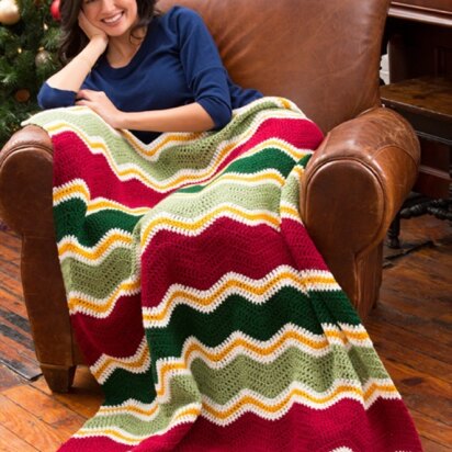 Holiday Chevron Throw in Red Heart Super Saver Economy Solids - LW4388