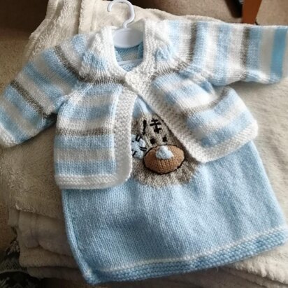 Grayson Tatty Bear Pinefore, Cardi and Bonnet 0-3mths - knitting pattern