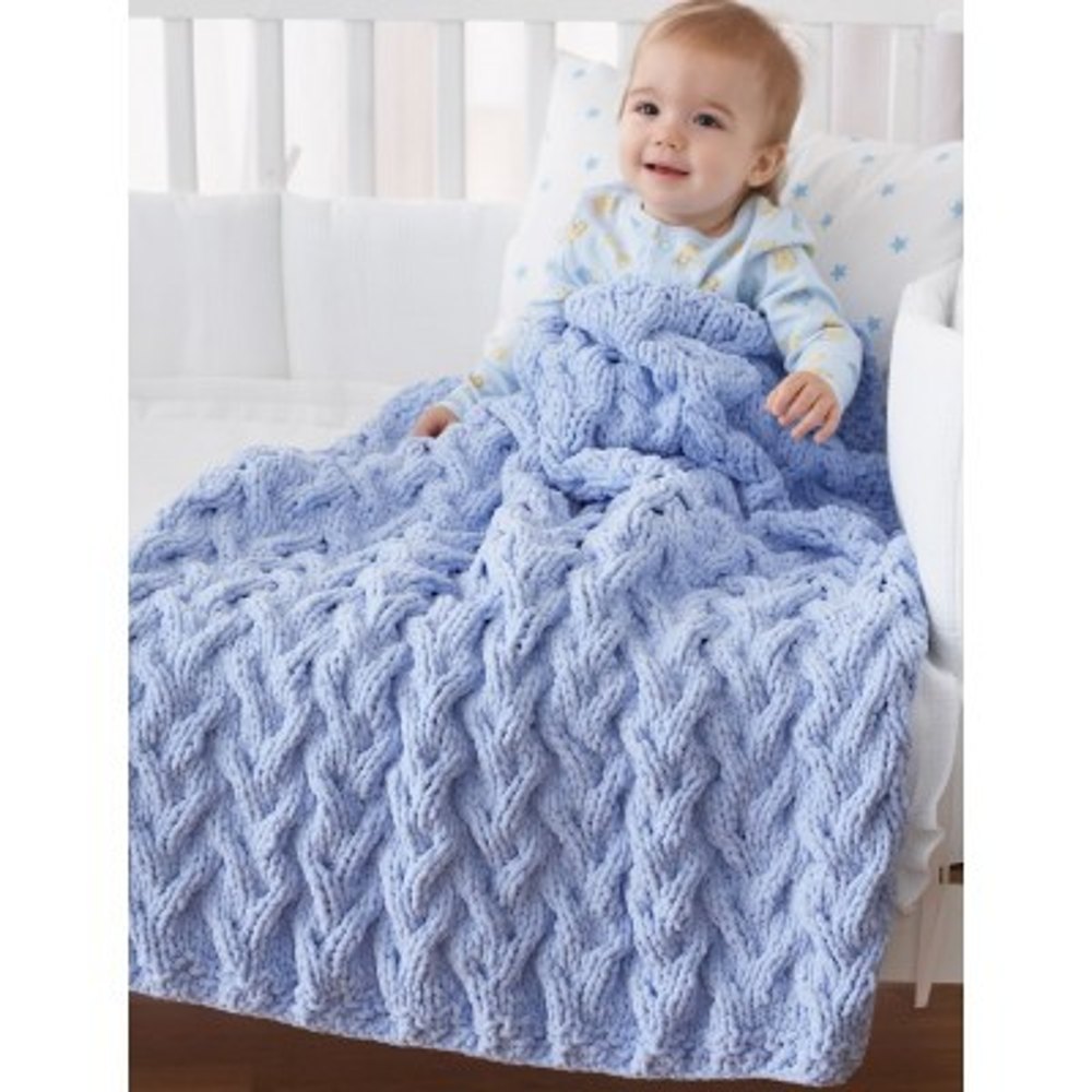 Knit Along Lacy Knit Baby Blanket with Bernat Baby Sport 