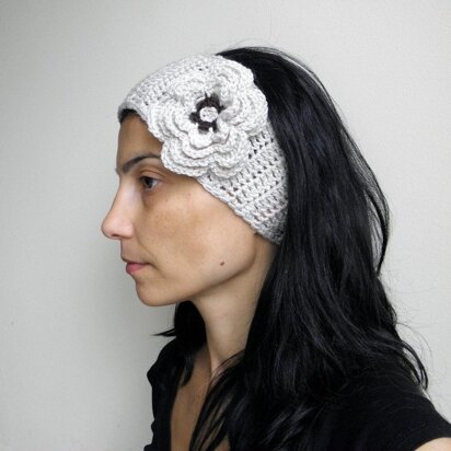 Headband,  earwarmer with 3D flower