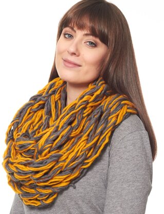 Arm Knit Cowl in Patons Classic Wool Roving and Cobbles