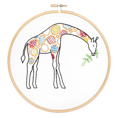 Hawthorn Handmade Giraffe Printed Embroidery Kit