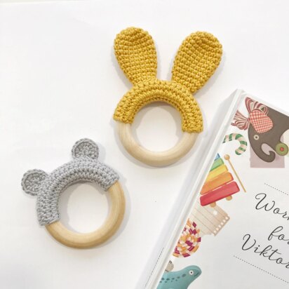 Bunny ears and Bear ears crochet baby teether pattern