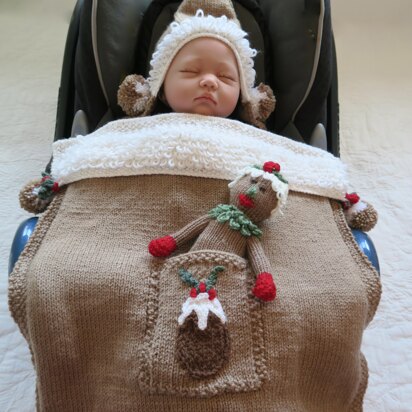 Christmas Pudding Baby Car Seat Blanket & Toy