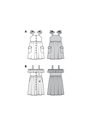 Burda Style Children's Pinafore Dress with Front Button Fastening â€“ Gathered Skirt 9304 - Paper Pattern, Size 6-11