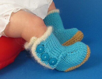 Baby Fur Trim 3 Button Booties (Bootees)