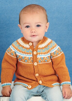 Jacket with fairisle Yoke in Rico Baby Cotton Soft DK - 396 - Downloadable PDF