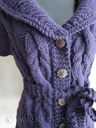 #118 Fitted Cabled Shawl-Collared Vest