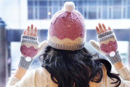 Sweeter Than a Cupcake Hat and Fingerless Mitten Set in Girls and Adult Sizes