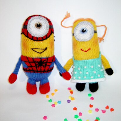 Toy Knitting Patterns -Knit Spider Minion, Minion girl figurines do it yourself