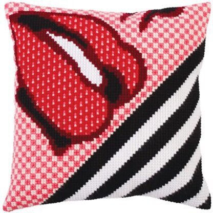 Collection D'Art Red Lipstick Cross Stitch Cushion Kit - 40cm x 40cm