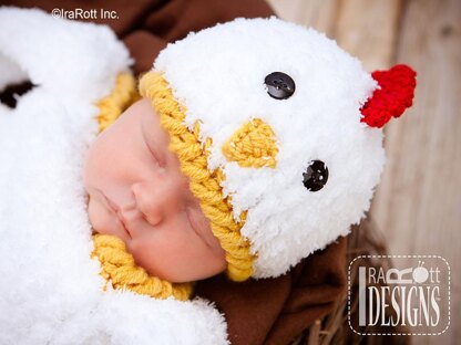 Bok Bok Easter Chicken Baby Hat and Cocoon Set Crochet PDF Pattern