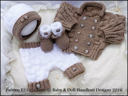 Double Breasted Jacket Set 16-22” doll/0-3m baby