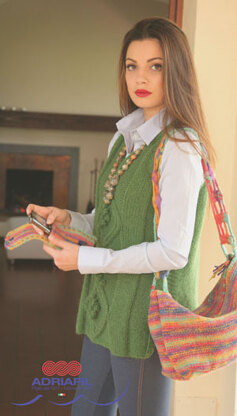 Tipo Waistcoat and Bag in Adriafil Mirtillo and Crea - Downloadable PDF