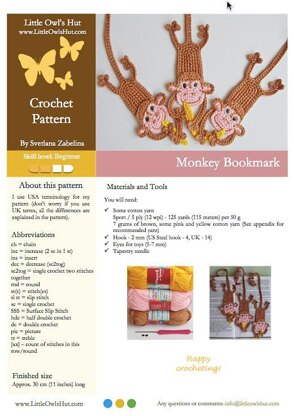 029 Monkey bookmark amigurumi