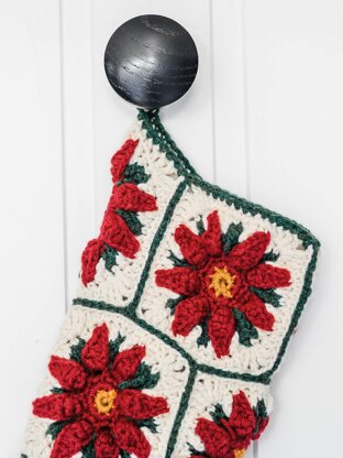 Poinsettia Granny Square Christmas Stocking