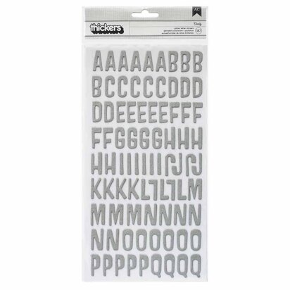 American Crafts Thickers Cecily Alphabet Chipboard Silver Glitter (187 Piece)