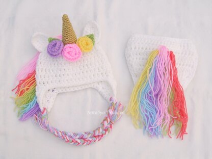 Rainbow Unicorn Baby Hat and Diaper Cover