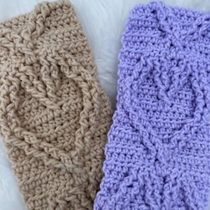 Cabled Heart Ponytail Ear Warmers