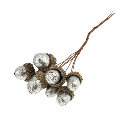 Groves Glitter Acorns on Wire: 1 Bunch of 8