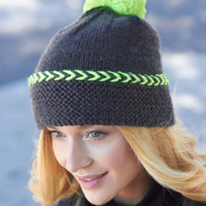 Pop of Neon Hat in Caron Simply Soft & Simply Soft Heathers - Downloadable PDF