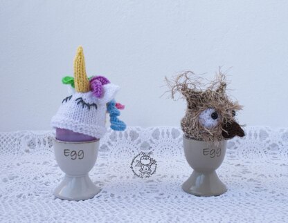 Easter Egg Cozy: flamingo, owl, unicorn