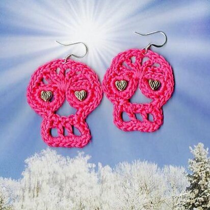  Crochet Day of the Dead Sugar Skull Earrings