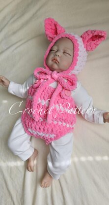 Piglet Baby Bonnet and Romper
