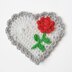 Crochet Heart Applique. Rose Embellishment. Floral Heart Topper