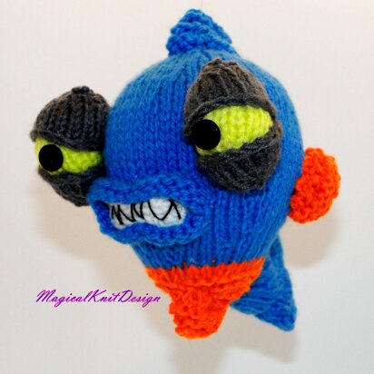 Ludvig the piranha - Magicalknit design - knitting pattern