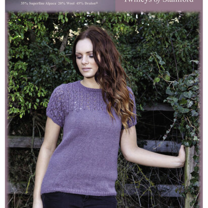 Knitted Lace Yoke Top in Twilleys Mist DK - 9176