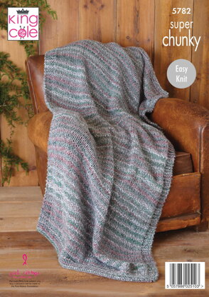 Blanket and Bed Runner Knitted in King Cole Super Chunky - 5782 - Downloadable PDF