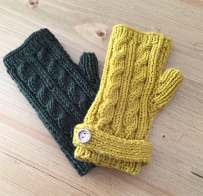 Cable wrist warmers with thumb