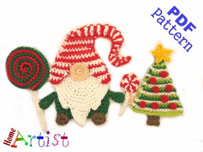 Christmas Gnome 2 Crochet applique pattern