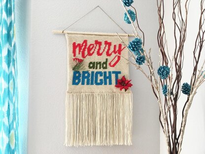 Merry And Bright Pillow or Wall Hanging Banner