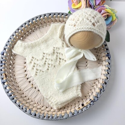 Sarah Anne Baby Romper and Bonnet Set