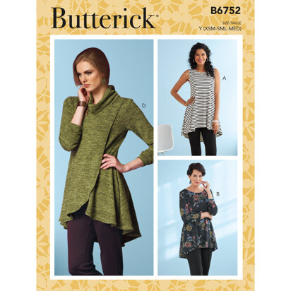 Butterick Strick-Tunika mit Schlagseite für Damen B6752 - Schnittmuster