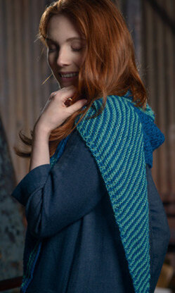 Two-Colour Asymmetrical Shawl in The Fibre Co. Road to China Lace - Downloadable PDF