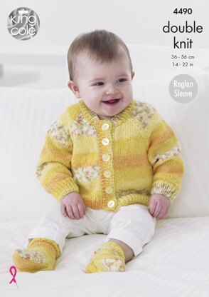 Raglan Cardigans, Hat & Socks in King Cole Drifter For Baby DK - 4490 - Downloadable PDF