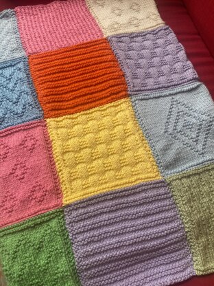 Knit and Purl Patchwork Blanket