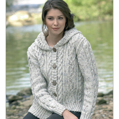 Ladies' Hooded Jacket in James C. Brett Rustic with Wool Aran - JB045 - knitting pattern