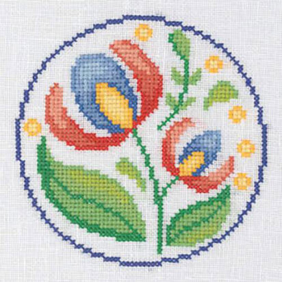 Creative World of Craft Blossom Folk Art Mini Cross Stitch Kit - 4 1/2 x 4 1/2"