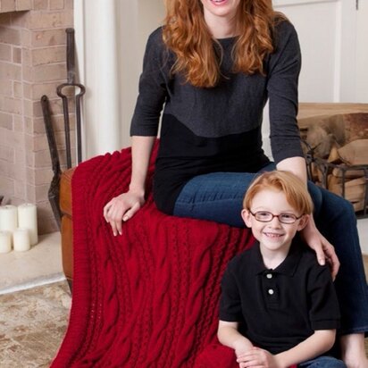 Cabled Comfort Throw in Red Heart Soft Solids - LW3013 - knitting pattern