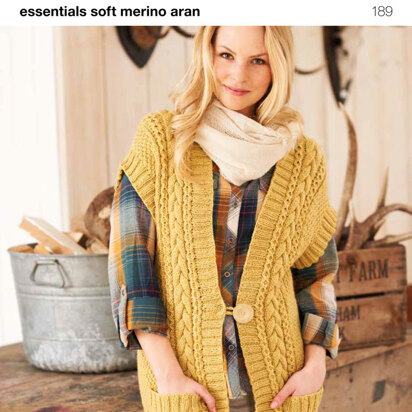 Long Waistcoat in Rico Essentials Soft Merino Aran - 189