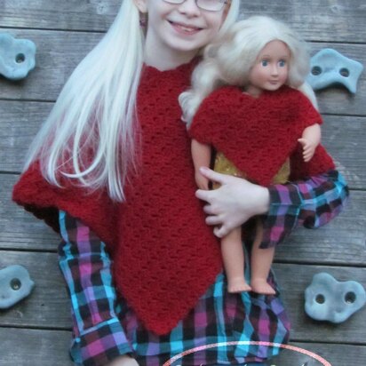 Riding Woods Doll & Me Poncho Set