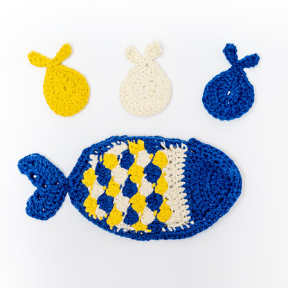 Fish Scrubbies Set - Free Crochet Pattern in Paintbox Yarns Recycled Cotton Worsted - Downloadable PDF