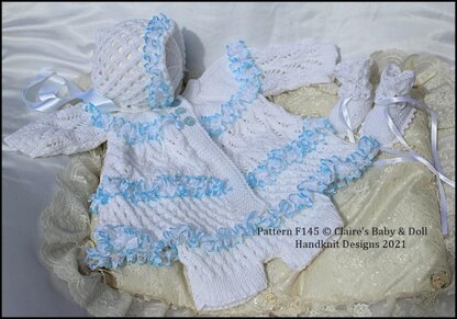 Lacy Lattice Matinee Set 16-22” doll (preemie-3m+ baby)