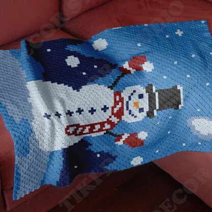 C2C CROCHET PATTERN Frosty Snowman Graph Blanket Plaid Home Decor ...