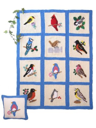 Knit Song Bird Afghan & Pillow