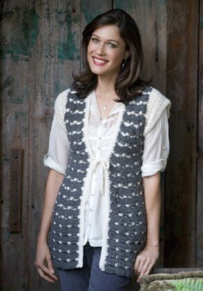 Grey Splendor Vest in Red Heart Shimmer Solids - LW2903